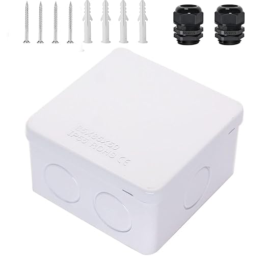 Junction Box, Zulkit Project Box with Reserved Holes IP55 Waterproof Dustproof Electrical Box ABS Plastic Project Enclosure White 3.4 x 3.4 x 2 Inch