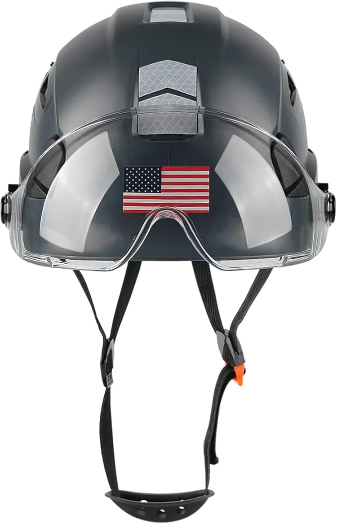 GREEN DEVIL Safety Helmet Hard Hat with Visor Chinstrap Adjustable Lightweight Vented ABS Work Helmet for Men and Women 6-Point Suspension ANSI Z89.1 Approved Ideal for Industrial & Construction