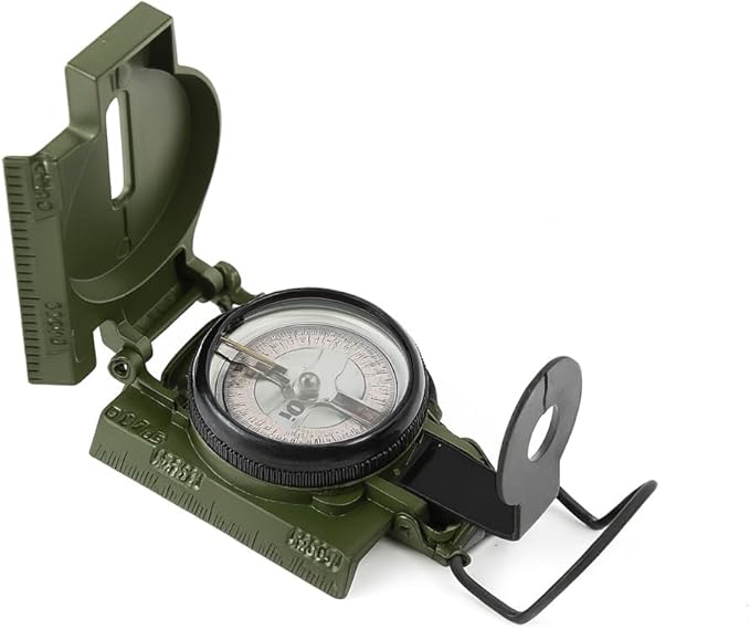 US Military Style Phosphorescent Waterproof Lensatic Compass Accurate Hand Held Compasses with Pouch for Hiking Camping Navigation Survival Backpacking Orienteering