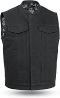 First Mfg Co - Men's Motorcycle Biker Riding Black Canvas Vest