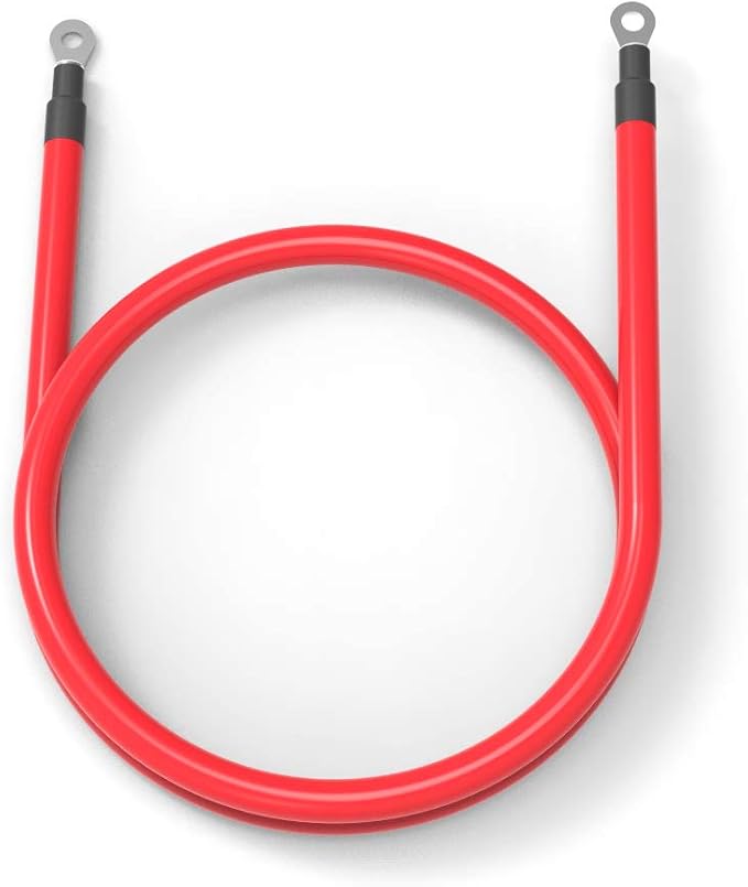 2 AWG 2 Gauge Battery Cables Red + Black Pure Copper 1.5 Feet Power Inverter Wire Set for Solar, RV, Car, Boat, Automotive, Marine, Motorcycle with 3/8 in Lugs