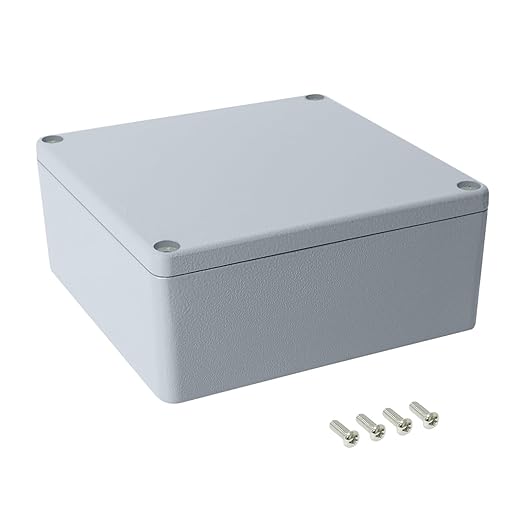 LeMotech Junction Box, Aluminum Alloy Metal Electrical Box, IP67 Waterproof Dustproof Project Box, Outdoor Universal Enclosure, Grey 6.3x6.3x2.7in (160x160x70mm)
