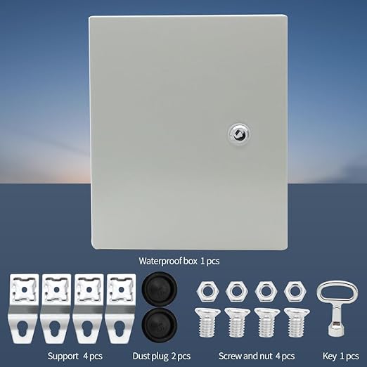 Metal Junction Box - Waterproof & Dustproof Electrical Junction Box,12 * 10 * 6 Inch Waterproof Metal Lock Box for Indoor & Outdoor Electrical Enclosure(300 * 250 * 150mm)