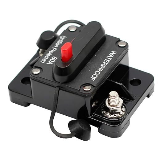 60A Circuit Breaker, 12V-48V DC Manual Reset Waterproof Breaker Switch for Automotive/Boat/ATV/Trailer, Trolling Motor, Stereo Audio, Battery & Solar Systems Inline Fuse (1-CB5-60A)