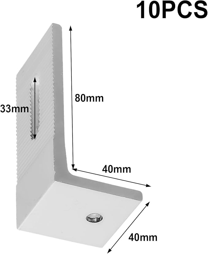 1/4/10Pcs Aluminum Alloy Solar Panel Mounting L Brackets, 90 Degree Angle PV Connection Angle For RV Boat Off Grid Roof, Photovoltaic Solar Panel Mount L Bracket(10pcs)