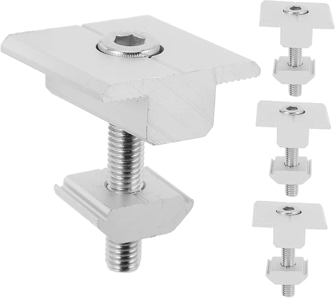 4pcs Solar Panel Mounting Brackets Mid Clips for Roof Installation Lightweight Aluminum Support for Rv and Boat Solar Panels High Load Capacity