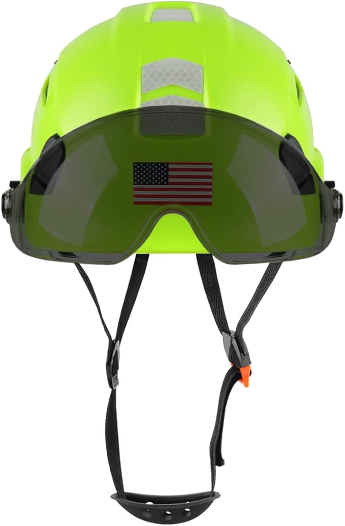 GREEN DEVIL Safety Helmet Hard Hat with Visor Chinstrap Adjustable Lightweight Vented ABS Work Helmet for Men and Women 6-Point Suspension ANSI Z89.1 Approved Ideal for Industrial & Construction