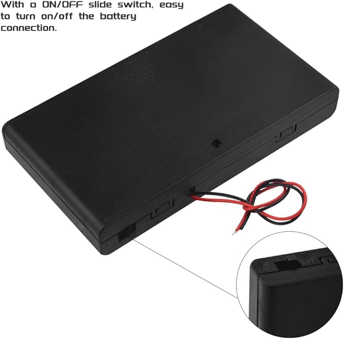 WMYCONGCONG 5 PCS 8 x 1.5V 12V AA Battery Holder Case Box with ON/Off Switch and Leads Wire for Arduino RC LED Strips