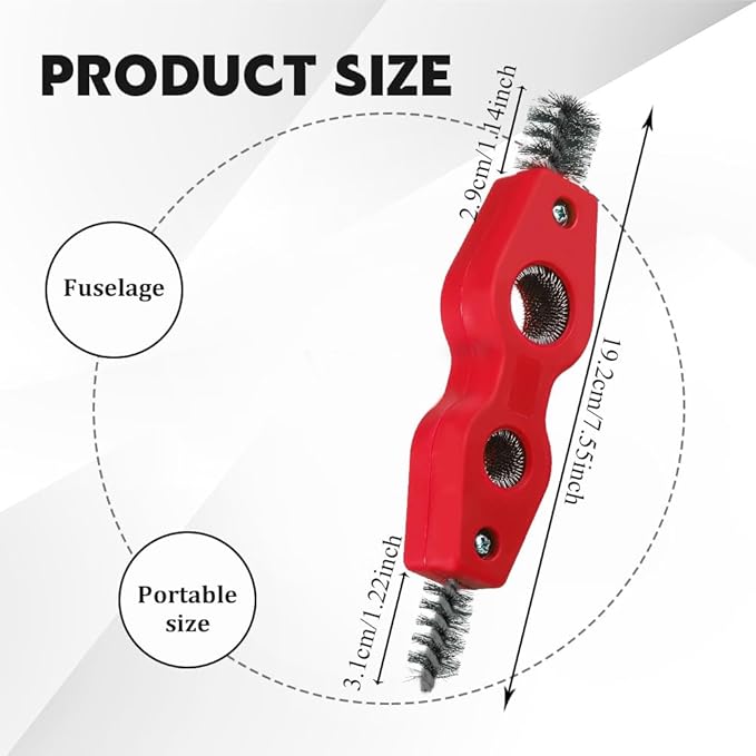 4 in 1 Car Battery Cleaning Brush, Battery Terminal Brush, Anti-Rust Auto Battery Cleaner with Steel Wire, Car Accessories Vehicle Machine Parts Cleaning Tools Fit for Auto Marine (Red)