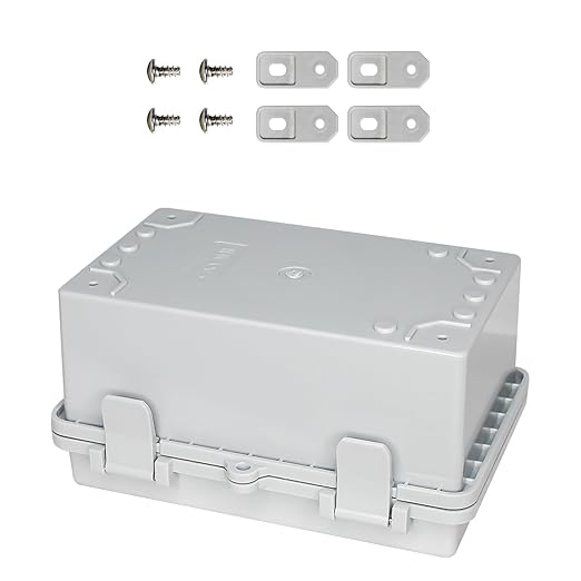 Outdoor Electrical Box Universal ABS Waterproof Junction Box, IP66 Dustproof Outdoor Electrical Box, Durable DIY Enclosure for Wiring Connection and Protection (8.2"x5.1"x4.3")
