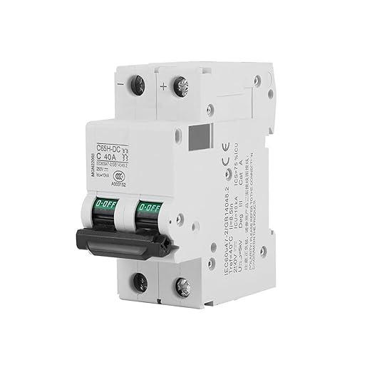 2P C65H-DC 250V DC Miniature Circuit Breaker DIN Rail Photovoltaic Switch for Solar Panels Grid System White(40A)