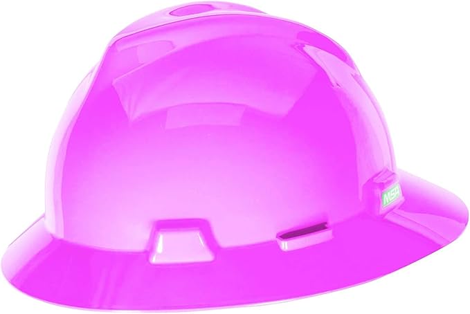 MSA V-Gard Full-Brim Hard Hat with Suspension - Polyethylene Shell, Superior Impact Protection and Self Adjusting Crown Straps - Standard Size Hard Hat