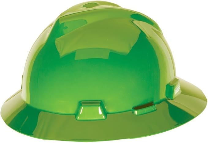 MSA V-Gard Full-Brim Hard Hat with Suspension - Polyethylene Shell, Superior Impact Protection and Self Adjusting Crown Straps - Standard Size Hard Hat