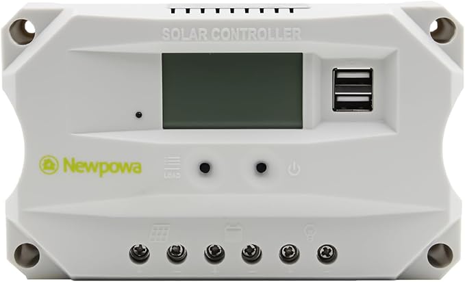 Newpowa 20A Solar Charger Controller Solar Panel Battery Intelligent Regulator with USB Port Display 12V/24V (20A Positive Ground)