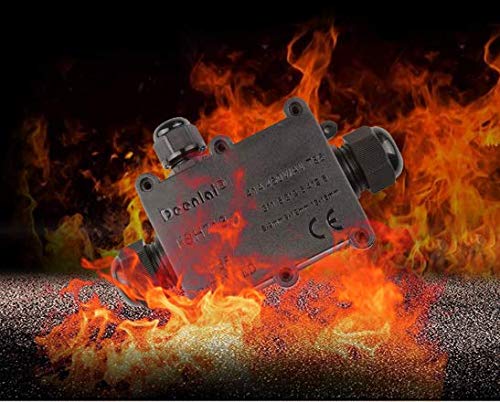 Junction Box Waterproof,Outdoor Junction Box, Waterproof Electrical Junction Box, IP68, 4 Way M20 coaxial Cable Connector Wire Range from 4 to 12mm, Black,
