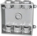 Two Gang Electrical Box, Suitable 1/2-Inch or 3/4-Inch Electrical Conduit Weatherproof Outdoor Switch Outlet Box, UL Listed，Plastic Junction Box Outlet