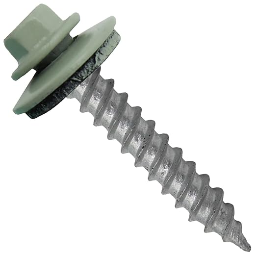 Metal Roofing Screw: (250) 12 x 1-1/2" Patina Green Hex Sheet Metal Roof Screw. Sharp Point Metal to Wood siding Screws. 5/8" EPDM Washer.