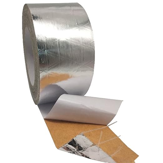 Fiber-Glass Aluminum Foil Tape, Reinforced Self-Adhesive Heat Reflective Tape, Heat Jacketing Insulation Resistant High Temperature HVAC Tape, Metal Repair 3.15" x 82' Roll