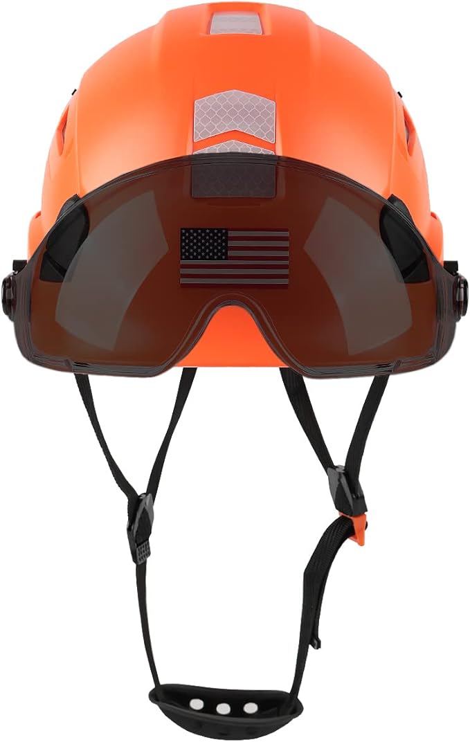 GREEN DEVIL Safety Helmet Hard Hat with Visor Chinstrap Adjustable Lightweight Vented ABS Work Helmet for Men and Women 6-Point Suspension ANSI Z89.1 Approved Ideal for Industrial & Construction