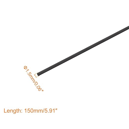 MECCANIXITY Carbon Fiber Rod, 1.5mm x 150mm for RC Plane DIY Tool Wing Tube Quadcopter Arm, Pack of 4