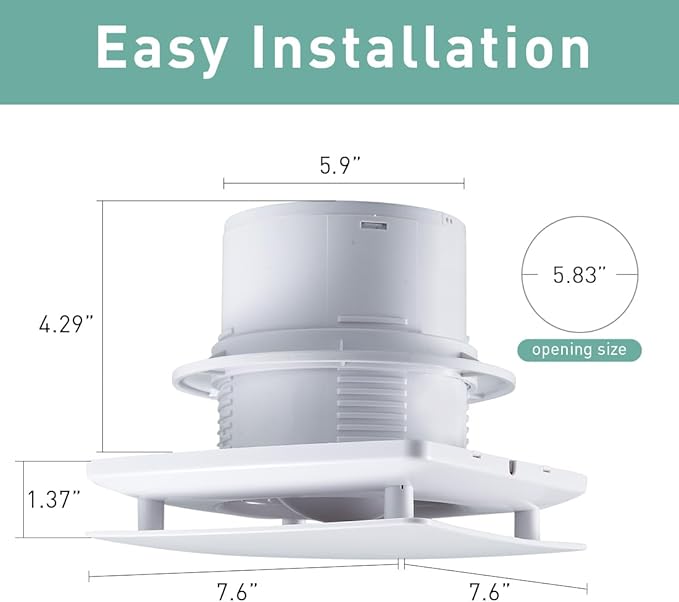 5.9 Inch Bathroom Exhaust Automatic Fan Low Noise Window Wall Mount Vent Fan with Motion Sensor for Bathroom Kitchen Garage