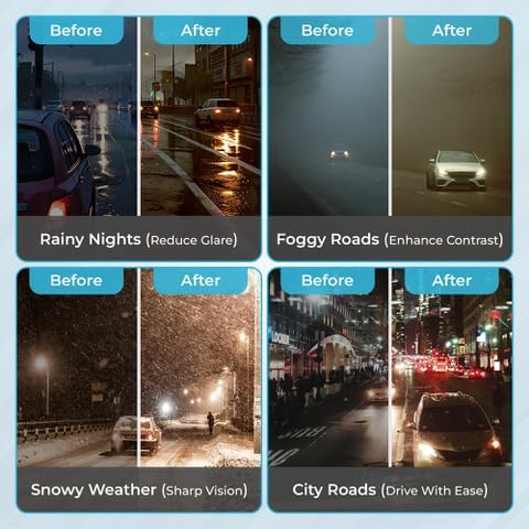 Polarized Anti Glare Glasses for Night Driving | Yellow Night Driving Glasses | Fit Over & Flip Up Design | Reduce Headlight Glare & Eye Strain