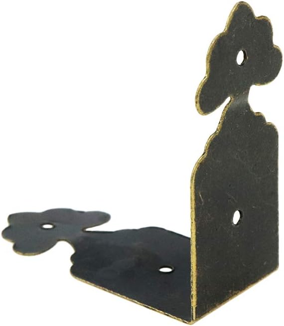 Geesatis 30 Pcs Corner Protector Box Edge Cover Brackets Right Angle Vintage Flower Pattern Decorative Corner Brackets, Bronze Tone, 1.5 x 0.7 inch