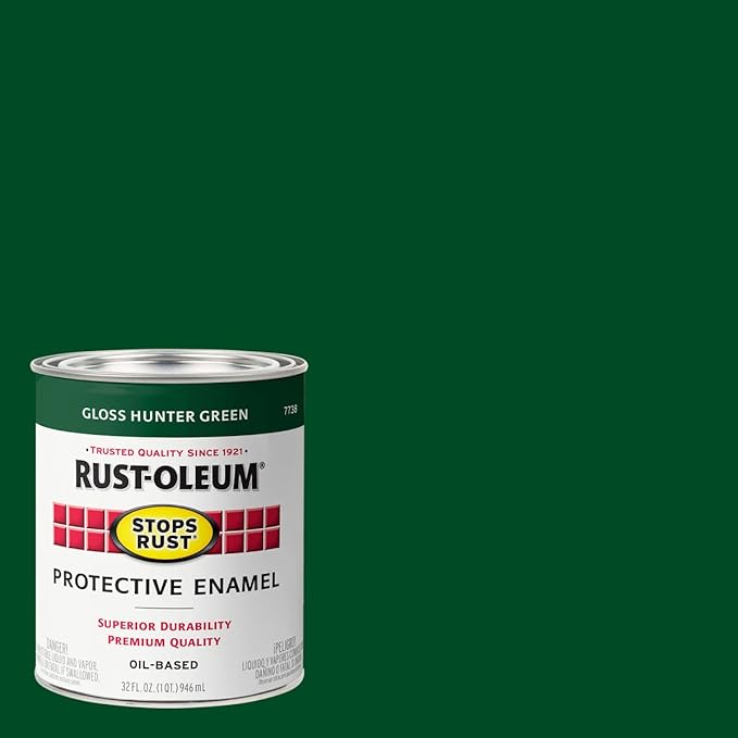 Rust-Oleum 7738502-2PK Stops Rust Brush On Paint, 1 Quarts, Gloss Hunter Green, 2 Can, (Pack of 2)