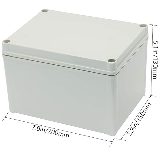 Zulkit Junction Box ABS Plastic Dustproof Waterproof IP67 Junction Boxes Universal Electrical Project Enclosure DIY Electronic Project Box Grey 7.87 x 5.91 x 5.12 inch (200 x 150 x 130 mm)