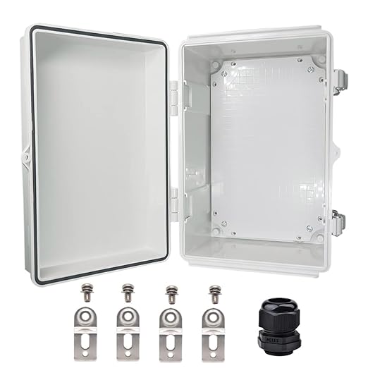 Waterproof Electrical Box, IP67 Junction Box Stainless Steel Latch Hinged Grey Cover Project Enclosure with Wall Bracket 11.8"x7.9"x5.1"