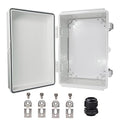 Waterproof Electrical Box, IP67 Junction Box Stainless Steel Latch Hinged Grey Cover Project Enclosure with Wall Bracket 11.8"x7.9"x5.1"