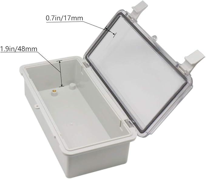 Zulkit 2pcs Junction Box ABS Plastic Dustproof Waterproof IP65 Electrical Boxes Hinged Shell Outdoor Universal Project Enclosure Clear Cover with 2 Cable Glands 7.9 x 3.9 x 2.8 inch (200x100x70mm)