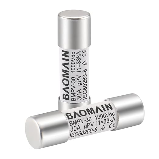 Baomain 10-Pack gPV Solar PV Fuse 30A 1000V DC, 10x38mm, 33kA Breaking Capacity, CE Listed for Photovoltaic Systems, Combiner Boxes (30 Amp.)