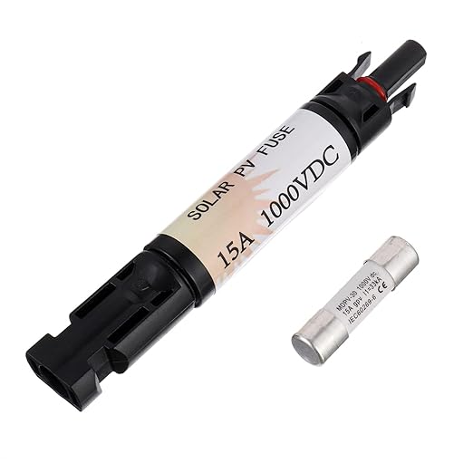 15A Waterproof in-Line Solar Fuse Holder,PV Inline Fuse Holders 15 Amp for Solar Panel and Solar Controller, Black,with Fuse