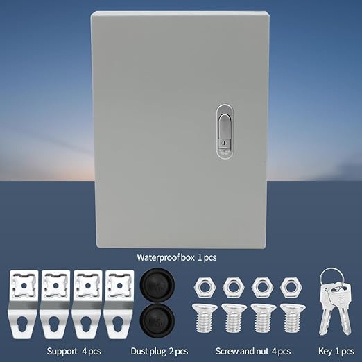 Waterproof Metal Electrical Enclosure with Lock,12 * 8 * 6 in Outdoor Electrical Box,IP66 Waterproof & Dustproof Electrical Junction Box(300 * 200 * 150mm)