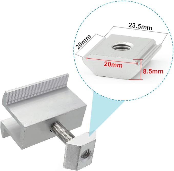 20 Pack Solar Panel Mid Clamps, Roof PV Panel Rail Aluminum Mounting Bracket Fits 1.2" - 2" Thick Solar Panel Frame