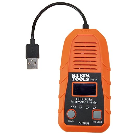 Klein Tools ET910 USB Power Meter and Tester, USB-A Digital Meter for Voltage, Current, Capacity, Energy, Resistance, Max Current