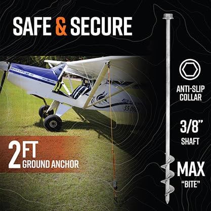 GROUNDGRABBA Screw in Tent Stake for Sand and Loose Ground | Premium Drill Driven Ground Anchor Earth Screws| x6 GroundGrabba Pro II