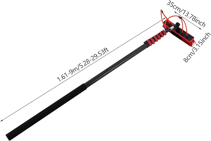 5.28-29.53FT Telescopic Window Washer Kit W/13.78IN Brush Head, 180° Adjustable Brush Head, Cleaning Brush Kit for Solar Panel, Window Cleaner Tool, Window Cleaning Equipment, Window Cleaning Tool Kit