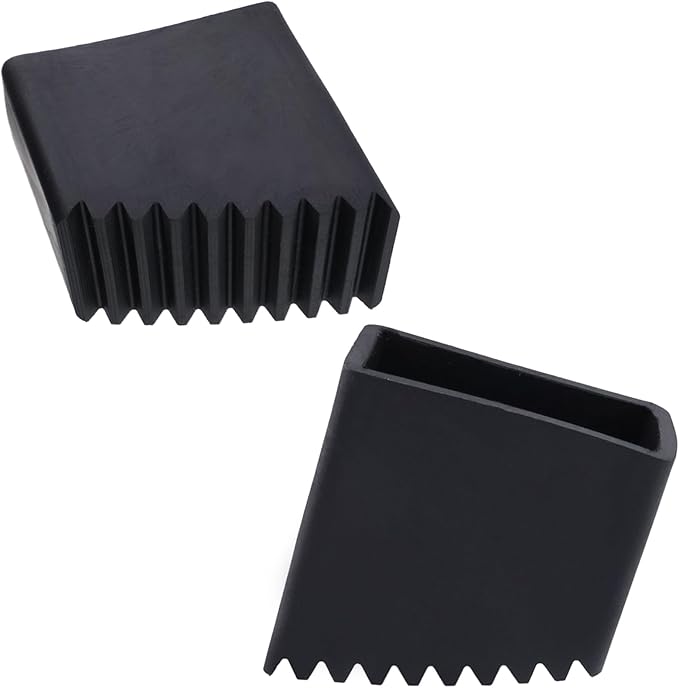 Geesatis 2Pcs Non-Slip Folding Ladder Feet Mat,Rubber Pads Covers Ladder Foot Pads,Anti-Skid Ladder Leg Cushion Bumper,1.2x2.4 Inch (Black)