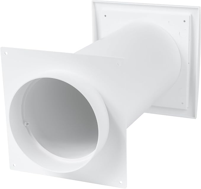 Vent Systems 5" Inch Plastic Adjustable Through Wall Ventilation Kit - Dryer Vent Kit - Ventilation Tube With Exhaust Hood Vent Cover And Duct Connector - Built In Gravity Damper in Exhaust Hood