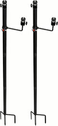 Xtellar 56'' Heavy Duty Trail Camera Mount with Solar Panel Arm - 2-in-1 Adjustable Steel Ground Stake, 360° Swivel Mounts, 3-Spike Base for Hunting/Outdoor Security Camera & Solar Panel(2 Pack)