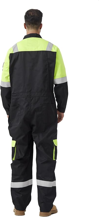 Men's Work Coverall High Visibility Overalls Mechanics Coveralls Workwear Jumpsuit with Multi Pockets