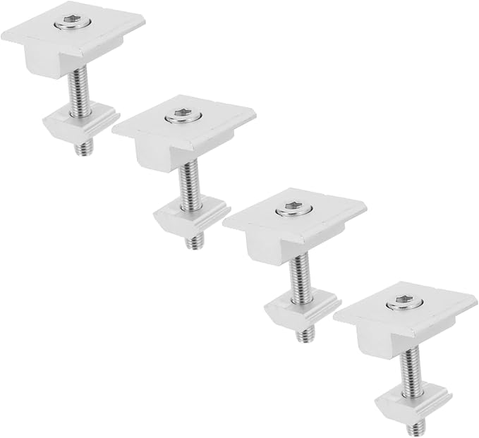4pcs Aluminium T-Shaped Mid Clamps for Solar Panel Mounting Includes Screws Flat Roof Installation Kit Solar Panel Centre Clamps for Secure Hold