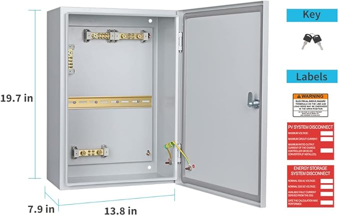 Renogy 200 Amp DC Circuit Breaker Box for Off-Grid Solar System, Home, RV, Trailer, Marine, IP54 Rated, w/Built-in DIN Rail, Labels