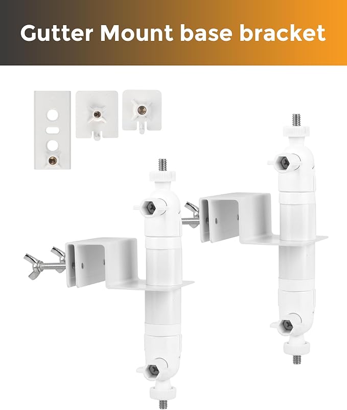 2-in-1 Gutter Mount for Battery Video Cameras & Solar Panels – Adjustable 360° Rotation, 90° Tilt, No-Drill Outdoor Mount for Stick Up Cam, Spotlight Cam, Solar Panel, 2 Pack