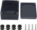 Project Box ABS Black Electrical Boxes IP67 Outdoor Waterproof Box Electronic Junction Box Power Enclosure with Cable Glands for DIY Project 4.5 x 3.5 x 2.2 inch (115x90x55mm)