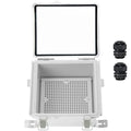 Zulkit Junction Box IP67 Waterproof Electrical Box Hinged Clear Cover Stainless Steel Latch Plastic Enclosure for Project w Mounting Plate Wall Bracket and 2 Cable Gland 5.9"x5.9"x3.5"/150x150x90mm