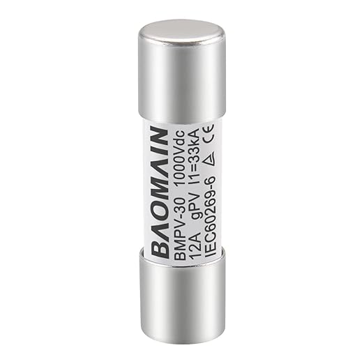 Baomain 10-Pack gPV Solar PV Fuse 12A 1000V DC, 10x38mm, 33kA Breaking Capacity, CE Listed for Photovoltaic Systems, Combiner Boxes (12 Amp.)