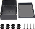 Project Box ABS Black Electrical Boxes IP67 Outdoor Waterproof box Electronic Junction Box Power Enclosure with Cable Glands for DIY Project 10.4 x 7.2 x 3.7 inch (263x182x95mm)